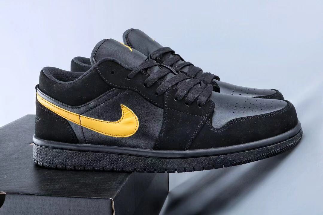 2019 Women Air Jordan 1 Low Black Gold Shoes - Click Image to Close